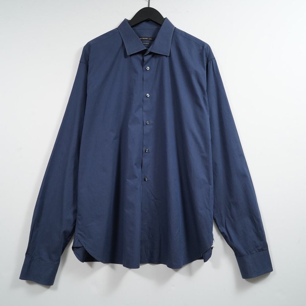 John Varvatos USA Navy Button Down Shirt Regular Fit XL Cotton